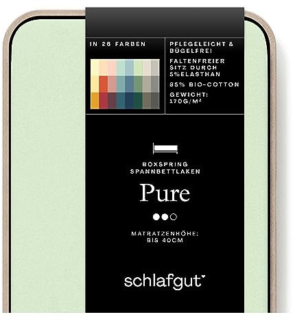 Schlafgut Pure Boxspring Spannbettlaken 180x200cm bis 200x220cm Green Light, Spannbetttuch aus weicher Biobaumwolle
