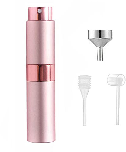 SONGQEE 8ml Travel Atomiser Refillable Mini Perfume Bottle, Upgraded Atomizer Pod and Refill Pump for Outdoor Traveling (Pink)