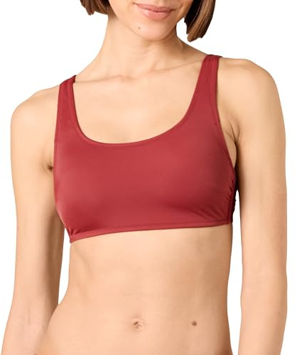 Amazon Essentials Top Corto da Mare con Scollo Rotondo Donna, Rosso Mattone, 52