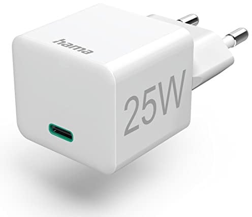 Hama Schnellladegerät USB-C Ladegerät 25 W (USB Ladegerät für Smartphone, Tablet etc., Ladestecker USB C ideal für Samsung Galaxy S, A, Watch, Superschnellladegerät PD 3.0, Quick Charge Netzteil) weiß