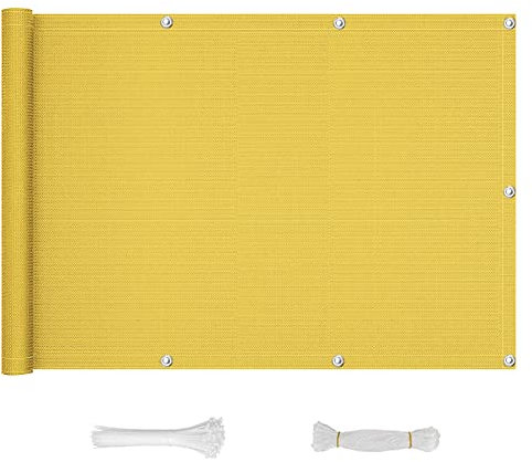 QINGLV Brise-Vue pour Balcon 70x600cm Brise Vue Jardin Opaque RéSistant à l'eau Protection Contre Les Regards De Balcon pour Terrasse, Jardin, Piscine, Patio, Bordure -Jaune