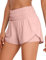 CRZ YOGA Damen 2 in 1 Running Shorts High Waist Schnelltrocknend Atmungsaktiv Sporthose Laufhose Laufshorts mit Tasche Puff Rosa 40
