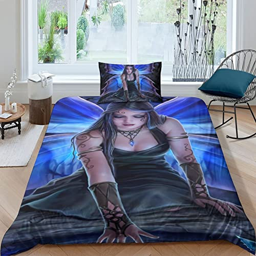 taimowei Anne Stokes Bettwäsche Set Bettbezug 3D Bedruckte Betten Für Kinder Jungen Mädchen Thema Raumdekor Kuschelig 2 Teilig Sets Single(135x200cm)