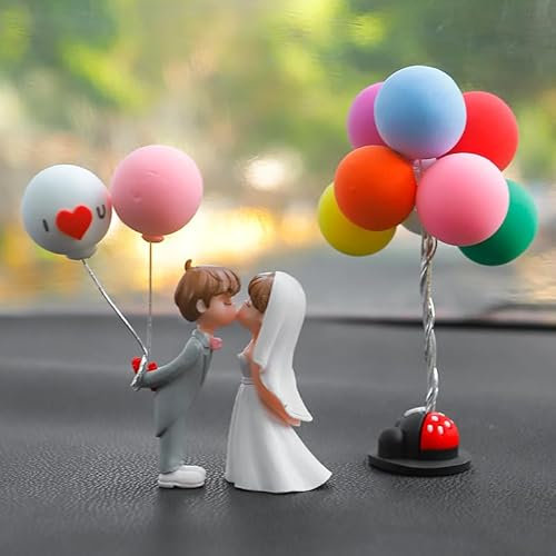 Niedliches Auto Armaturenbrett Ornament, Süße Cartoon-Paare Action-Figur Ballon-Ornament Figuren Paar Puppen mit Ballon Auto Innenraum Deko Figuren Auto-Armaturenbrett-Dekorationen Büro Zimmerdeko