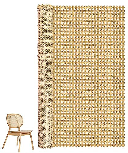 Frunimall Wiener Geflecht Meterware,Rattan Meterware,Rattan Geflecht,Wabengeflecht Stuhlflechtrohr,Rattan Stoff,Rattan Gurtband,Stuhl Wiener Geflecht für DIY-Projekte,Dekoration (35cm*1m)