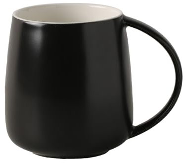 Tasses classiques en céramique de grande capacité, 400ml, 14oz, tasse d'eau à café au fini mat nordique avec poignée (noir)