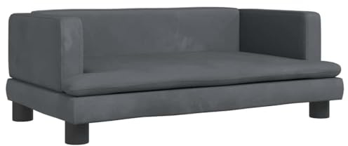 vidaXL Hundebett, Hundekissen mit weicher Polsterung, Hundesofa Hundecouch für kleine Hunde Haustiere, Haustierbett Katzenbett, Dunkelgrau Samt