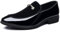 Uomo Formale Affari Scarpe Oxford Casual Slip-on A Punta in Metallo Bottone Tessuto Pelle Verniciata Mocassini Low-Top Piattaforma Antiscivolo Camminare Mocassini (Color : Black, Size : 40 EU)