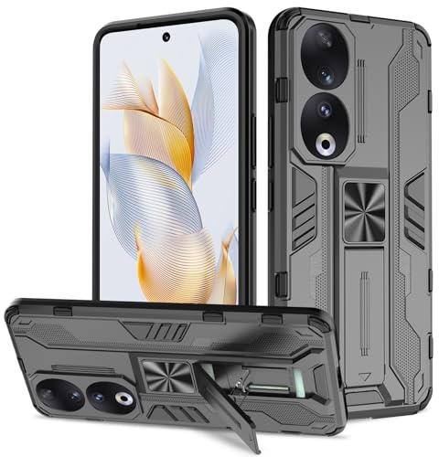 Btstring Cover per Honor 90, Militare Custodia con Stand Supporto Bumper Antiurto Case, Hard PC Back Cover e TPU Bumper AntiGraffio Antiurto Case- Nero