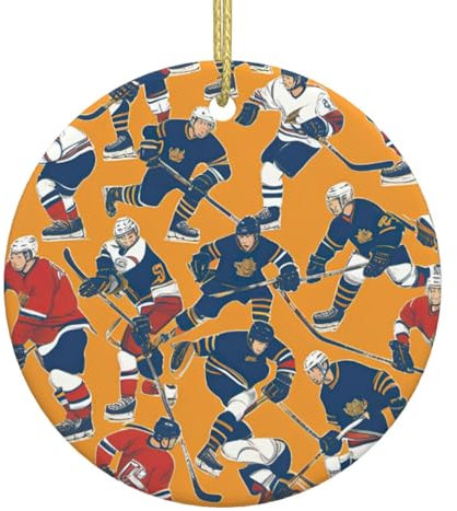Lustiges Keramik-Ornament, Weihnachtsschmuck, Feiertags-Ornament, Weihnachtsbaum, Heimdekoration, Hockey