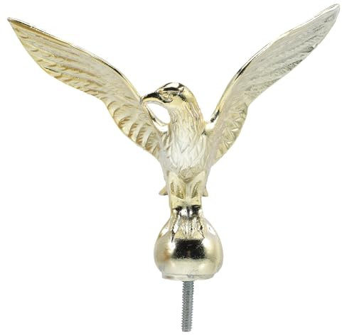 TOVINANNA Goldener Fahnenmast Kopf Flagpole Adlerkopf, Adler Dekorieren von Fahnenmasten Fahnenmastaufsatz Kopf für Fahnenmast mit Adler Zubehör für Außenfahnenmast Fahnenmastkopf