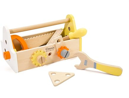 Klassische Welt der Welt Wooden Timmermanset mit Toolbox, 18dlg.