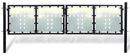 Gecheer Zauntor Gartentor Einzeltor Zauntür Gartentür Zauntore Gartentore Hoftor 300 x 150 cm (B x H) Eingangstor Einflügelig Hof Tor Stabmattenzaun Einfahrtstor+Schloss und 3 Schlüsseln Stahl