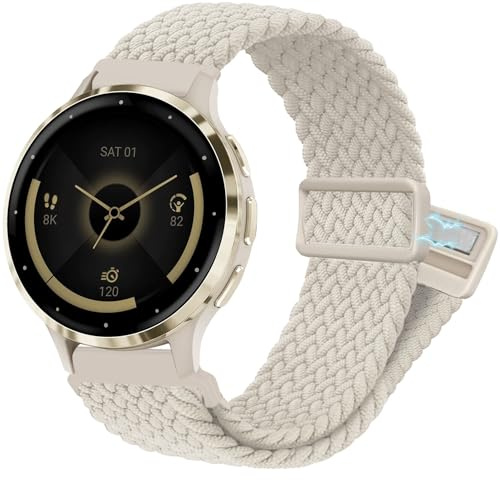 YOOSIDE 18mm Geflochten Nylon dehnbares Armband mit Magnetverschluss für Garmin Venu 3S / Vivoactive 4S / Vivomove 3S / Venu 2S, Weiche Schleife Elastische Handgelenk Uhrenarmband