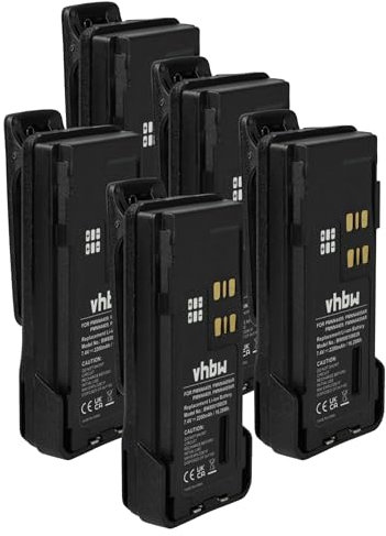 vhbw 5X Akku Ersatz für Motorola PMNN4409AR, PMNN4412, PMNN4409BR für Funkgerät, Walkie Talkie (2200 mAh, 7,4 V, Li-Ion) + Gürtelclip