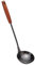 FJNATINH Cucharón para wok con mango largo de madera, acero inoxidable, 38 cm, utensilios para wok, acero inoxidable