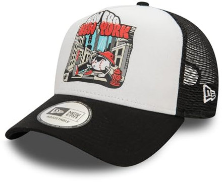 New Era New York Berretto da Camionista Baseball Cappellino Regolabile Visiera Curva Nero Bianco