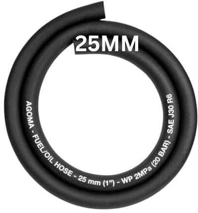 25mm x 3meter Fuel Hose - Reinforced Rubber Hose for Fuel, Diesel, Petrol, Water - Oil-Resistant Flexible Pipe for Engine Fuels, Industrial Use