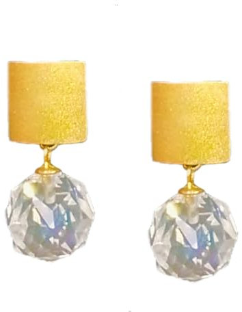 Ohrringe gold Bergkristall facettiert hängend Ohrstecker Silber 925 mit Stein