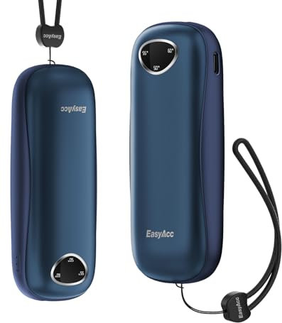 Handwärmer Elektrisch 10000mAh,EasyAcc 2er-Pack Handwärmers,3 Heating Modes Rechargeable Pocket Handwärmers,Double-Sided Heated with LED Digital Screen für Camping,Jagd,Golf,Raynauds