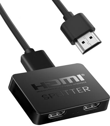 NEWCARE HDMI Splitter 1 in 2 Out, 4K HDMI Splitter 1 in 2 Out Gleichzeitig, Hdmi Verteiler 1 in2 Out, hdmi Splitter 2 Monitore Gleichzeitig Full HD HDTV Blu-Ray DVD, Fire Stick (NOT Extended Display)