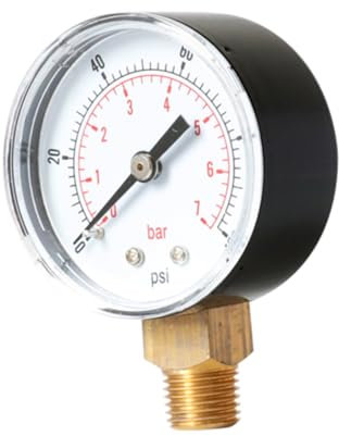 Hohopeti 0-100psi 0-7bar Pressure Gauge Air Compressor Tool Npt Thread Metal Construction Compact