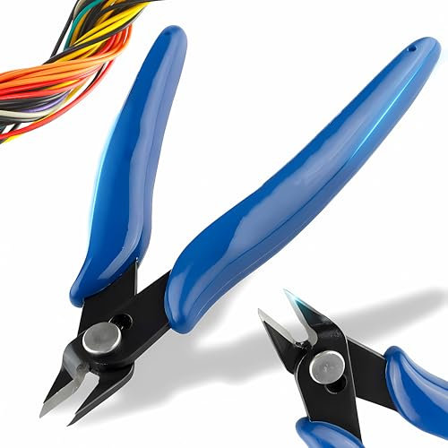 Retoo Seitenschneider klein mini Elektronik Drahtschneider Abgewinkelter Präzisionszange Anti-Rutsch-Griff Für Feine Drähte Electronics Kabelbinder Ultrascharf Universal Multitasking Edelstahl Blau