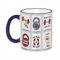 HWFOI Funny Coffee Mug Gift - Perfect Birthday or Christmas Present | Novelty Tea & Coffee Cup | Set of Modern Fitness templates with Hands Dumbbells Weight and Motivational Phrases. | Navy Blue
