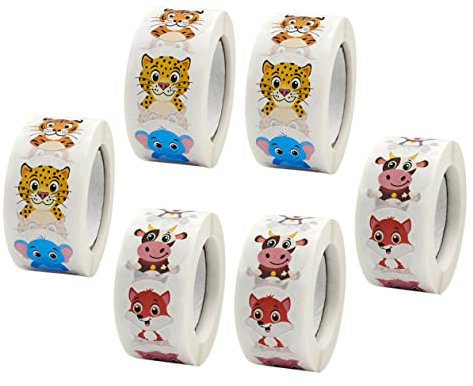KOMBIUDA Affenaufkleber Für Kleinkinder 6 Rollen Mit Tieraufklebern Aus Papier Und Tiger-löwen-aufklebern Lustige Etikettenaufkleber