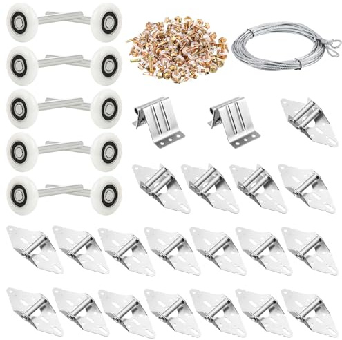 Lounsweer Garagentorrollen-Scharnier-Set, Halterung, Schraube, Drahtseil, Ersatzteile, Nylon, Garagenräder, leise, hohe Belastung, 6200RS Dichtungsrolle, Hardware-Tune-Up-Kit für 40,6 x 17,8 cm, 45,7