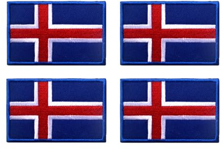 4 Stück Iceland Flagge Taktische Patch Isländisch Nationales Emblem Stickerei Aufnähen Iron on Sew on Patch Applikationen Jeans,Uniformen,Hemden,Mützen,DIY-Zubehör,Jacken,Hosen,Biker,Rucksack