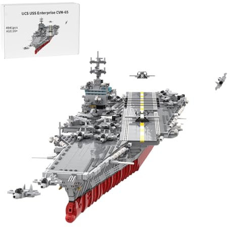 MasterBrickPlay Kit de construction de navire technique, 1/350 UCS USS CVN-65 Porte-avions à propulsion nucléaire Atom Sous-marin, 4941 pièces Technique Navires de guerre Blocs de construction Jouet