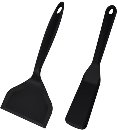 2 Stück Pfannenwender Silikon, Hitzebeständig & Antihaft Spatel Set, Küchenhelfer zum Kochen von Fisch, Pfannkuchen, Eiern, Pizza, Steak, Omelett