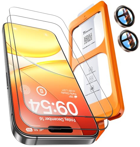 TOCOL für iPhone 15 für Panzerglas mit Wüstensand Kameraschutz, 2 Sets | Einfache Montage, Ultra HD Individualschutz, Blasenschutz Anti-Fingerabdruck, 9H Stoßfest Kratzfest, Kompatibel mit Hülle