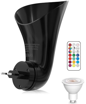 TobeBright Plug in GU10 Wandfluter Steckdosenlampe Spotlight Wandleuchte GU10 Steckdose mit 3W RGB + Warmweiß 3000K LED Glühbirnen Wandbeleuchtung Steckdosenleuchte Für Nachtlicht, Pflanzen, Wandbild