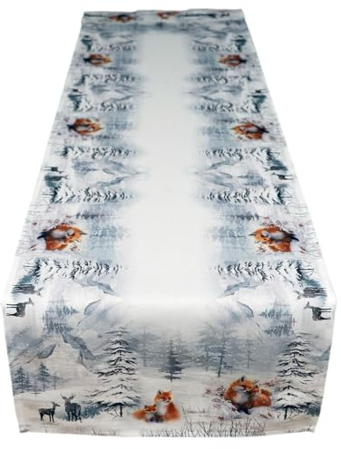 texpot Tischläufer 40 x 140 cm Fuchs im Winterwald Weihnachten Tischband