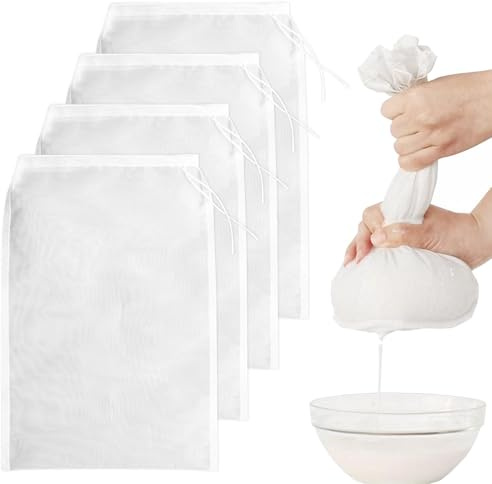 4 Pcs Cheese Cloth Cheesecloth for Straining,20x30cm Reusable Straining Bag | Cold Brew Coffee Cheese Cloths Strainer, Muslin Cloths for Cooking, Yogurt, Nut Milk, Soy Milk, Jelly, Food Straining