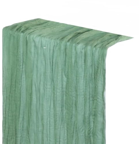 Bosiyrggrl Sage Green Cheese Cloth Table Runner Country Tulle Cheese Cloth Table Runner Decoration 90x300cm