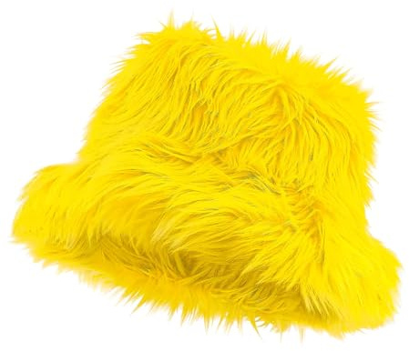 TrendandStylez Plüsch Hut Fischerhut – Flauschiger Fellhut für Damen & Herren, ideales Kostüm Zubehör für Festival, Rave, 90er Party & Fasching, Warme Winter Mütze in vielen Farben