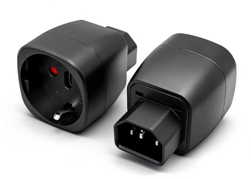 Hoembpn 2 Pieces Adaptateurs d'alimentation Prise IEC C14 mâle vers CEE7 Femelle,Secteur CEE Europe Schuko 250V/10A Connecteur Prise pour PDU Serveur Équipement Réseau UPS