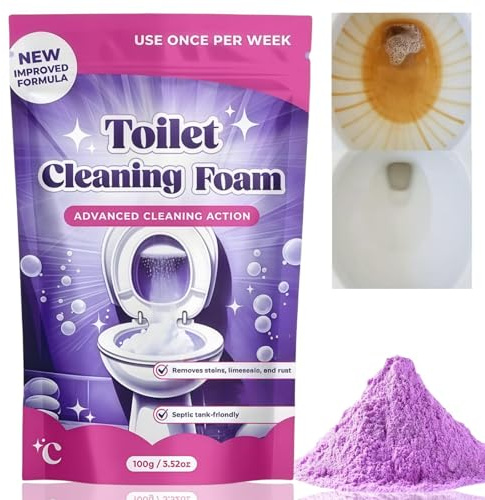 Toilet Cleaner,Toilet Cleaning Foaming Powder,Toilet Bowl Cleaner for Sparkling Clean Toilets,Touch Free Fizzy Foam Toilet Cleaner,Limescale Remover Powder,Long Lasting Freshness