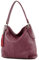 modamoda de T185 Damen Leder Schultertasche Handtasche handmade in Italy, Farbe:Bordeauxviolett
