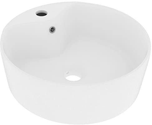 vidaXL Luxus Waschbecken mit Überlauf Waschschale Aufsatzwaschbecken Waschtisch Waschplatz Handwaschbecken Matt Weiß 36x13cm Keramik