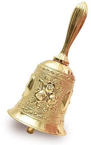 HUIANER Handglocke Metall Abendessen Glocke Hochzeit Glocken für Restaurant Service Glocke Bar Jingle Hochzeit Klassenzimmer Kirche Schule Klassenzimmer Alarm und Heimdekoration (Gold)