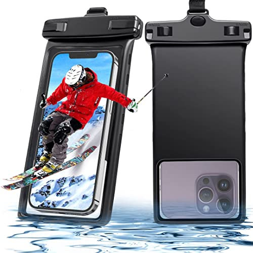 Lucrave wasserdichte Handyhülle Handytaschen, IPX8 Unterwasser Wasserfeste Hülle Bag bis 7 Zoll, Waterproof Phone Case Kompatibel mit iPhone 16 15 14 13 12 11 Pro Max Samsung S22 S23, Schwarz