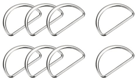 sourcing map 8 Stück Metall D Ringe Schnalle 40mm(1.57) 2.6mm Dicke Geschweißte D-Ringe Schnalle für Gurtband Nähen Kleidung Bänder Taschen Gürtel DIY Zubehör Silber Ton