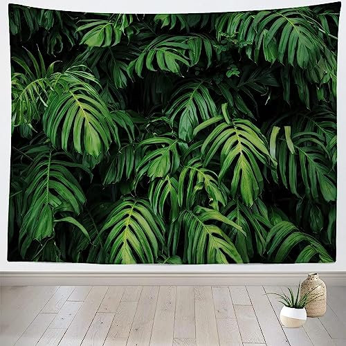 Sxakswol Wandteppich Groß Tropische Pflanzen Wandteppich 200x200 Wandbehang Grünes Blatt, Tapisserie 3D Wandtuch Aesthetic Wandteppiche für Wohnzimmer Schlafzimmer Wohnheim Wanddeko