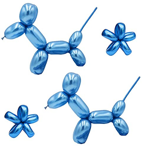 Modellierballons Metallic Blau 260Q Lange Luftballons Chrom Twisting Ballon Tiere für Geburtstage Babyparty Hochzeit Karneval Party Dekorationen 25 Stück