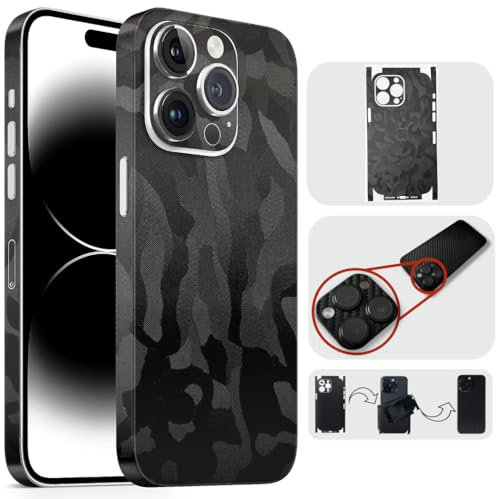 TF Skins kompatibel mit iPhone 15 Pro, Skin Schutzfolie mit 360° Schutz, super dünn und resistent (Shadow Black)