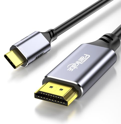 Cable USB C a HDMI 4 K @ 60 Hz, 6,6 FT USB tipo C a HDMI Cord Thunderbolt 3 compatible, para MacBook Pro/Air, iPad Pro 2020/2021, iPad Air 4, iMac, Surface Pro, Dell XPS, Mac Mini y More